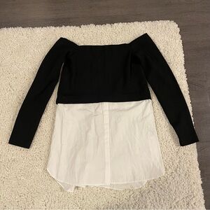 Zara Black robbed  and White dress shirt bottom Off-Shoulder Top business casual